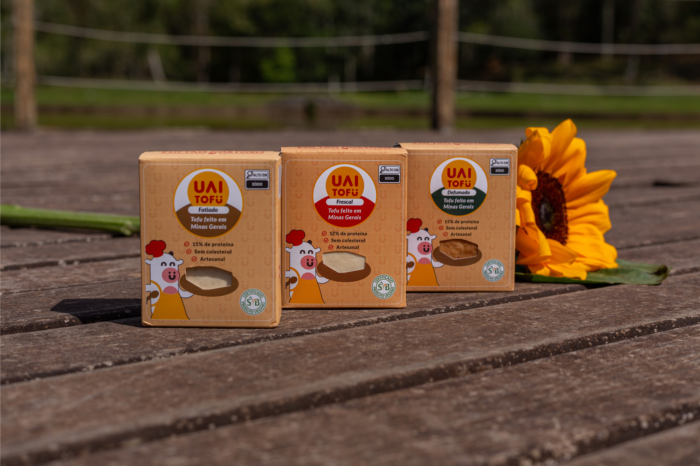 Trio: UAI Tofu Defumado Peça + UAI Tofu Defumado Fatiado + UAI Tofu Frescal